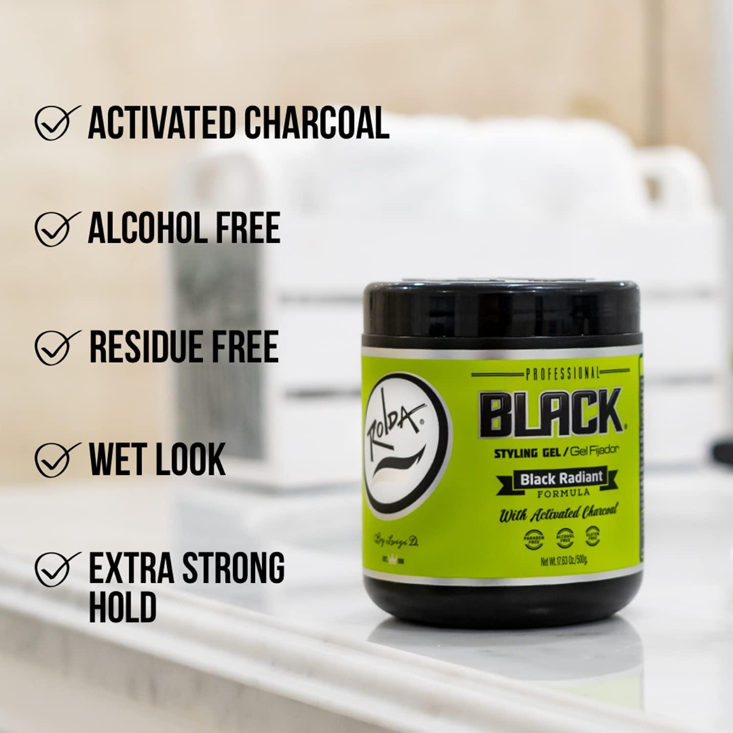 Rolda Black Styling Hair Gel Extra Strong Hold 17.6oz 1.1 Pound