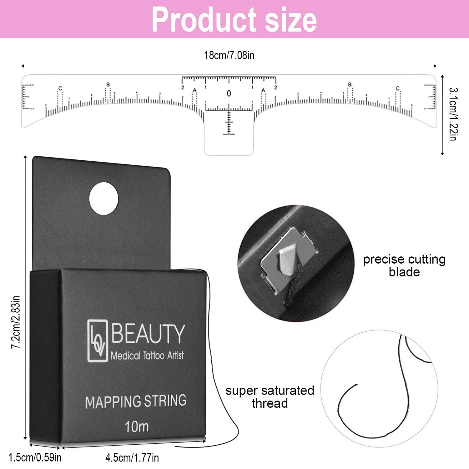 Kalolary Eyebrow Mapping String for Microblading with 100Pcs Ruler