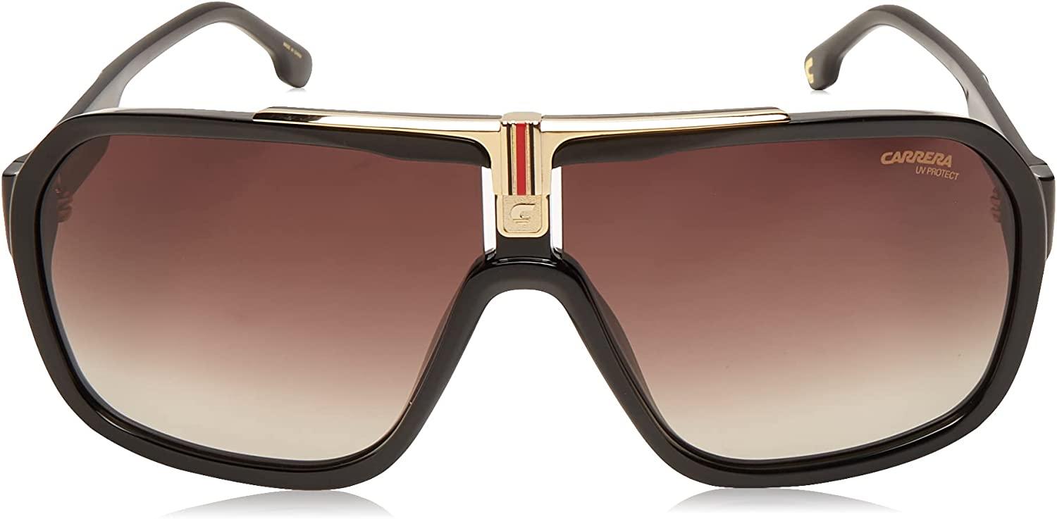 Carrera Men's 1014/S Shield Sunglasses Black/Brown Gradient 64 Millimeters