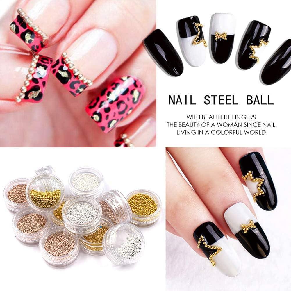 Nail Decors for Gel Nails Box of Nail Art Metal Mini Caviar Beads