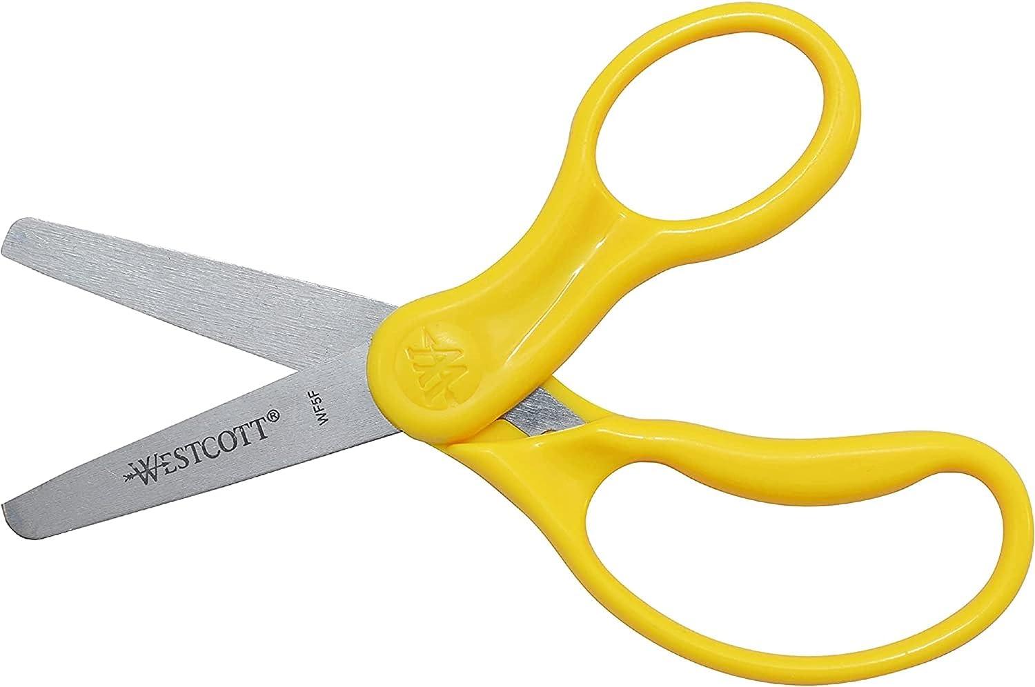 Westcott 13140 Right- and Left-Handed Scissors, Kids' Scissors, Ages 4-8,  5-Inch Blunt Tip, Assorted, 12 Pack