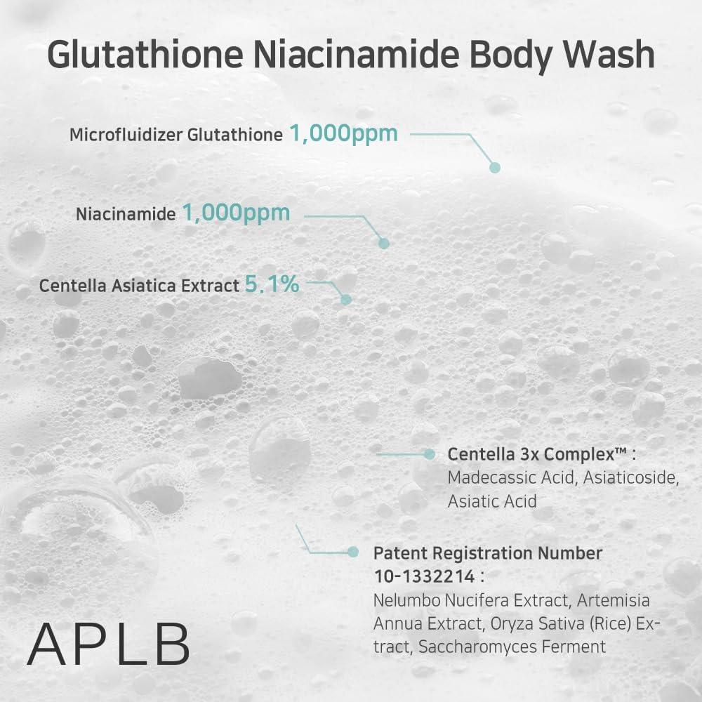 APLB Glutathione Niacinamide Body Wash | LIPO GLUTA NIAC CEN 5.3% | Korean  Skincare for Soft Moisturized Skin - Gentle & Safe Ingredients | Buy Now  with Express International Delivery