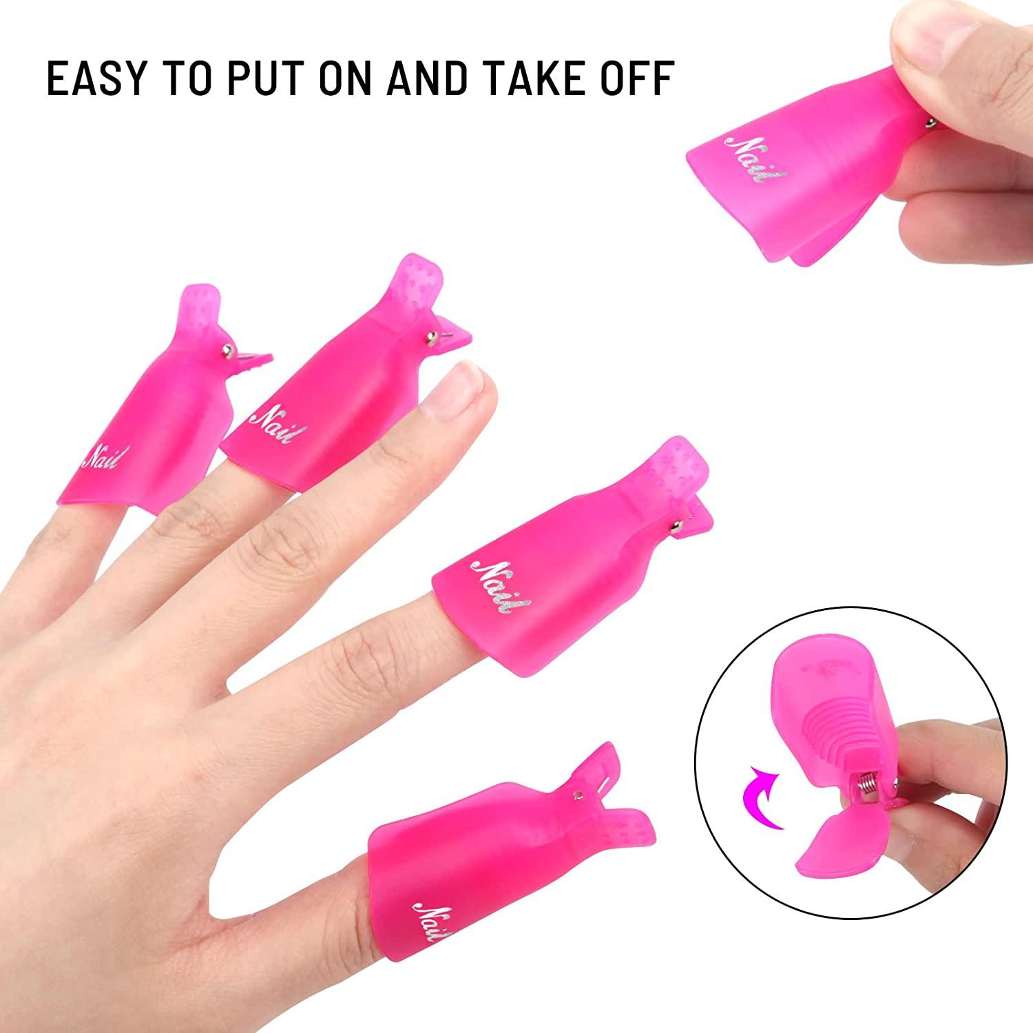 10 Pcs Pink) Plastic Acrylic Nail Art Soak Off Cap Clip UV Gel Polish  Remover Wrap Tool Gel Nail Polish Remover Clips for Fingernail Removal Soak  Off Clips Wrap Cleaner Cap Clip