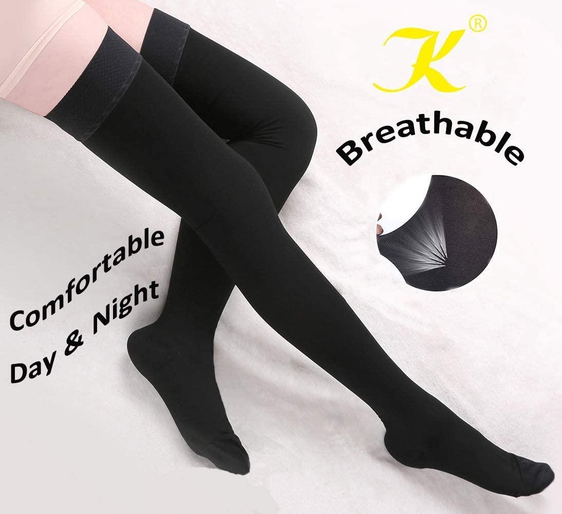 Thigh High Compression Stockings Closed Toe for Men Women Opaque KEKING ...