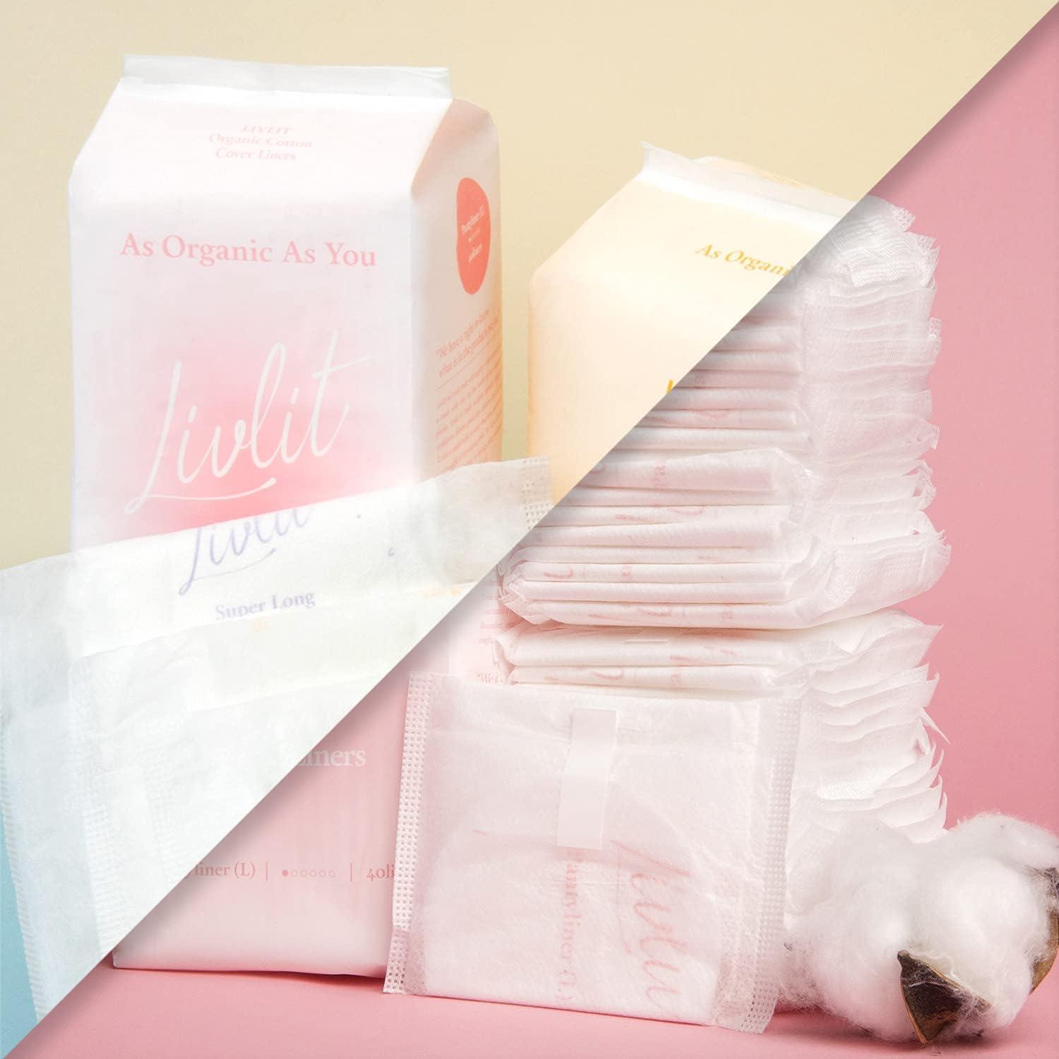 Livlit Ultra Thin Panty Liners Sanitary Pads, 100 Certified Organic