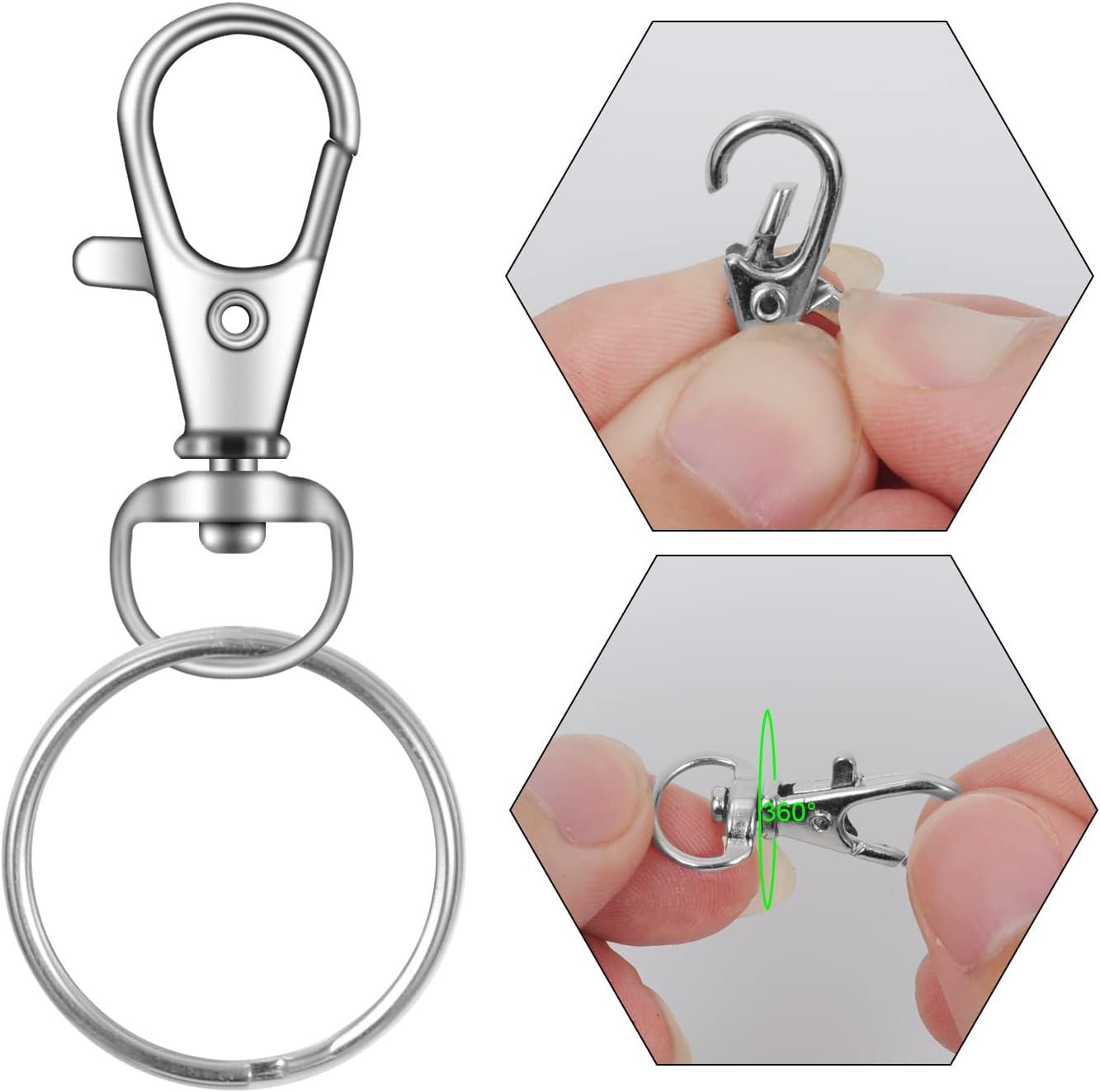 104PCS Swivel Snap Hooks with Key Rings, Metal Lobster Claw Clasp, Keychain  Rings for Crafts 1.25inch/32mm silver 32mm