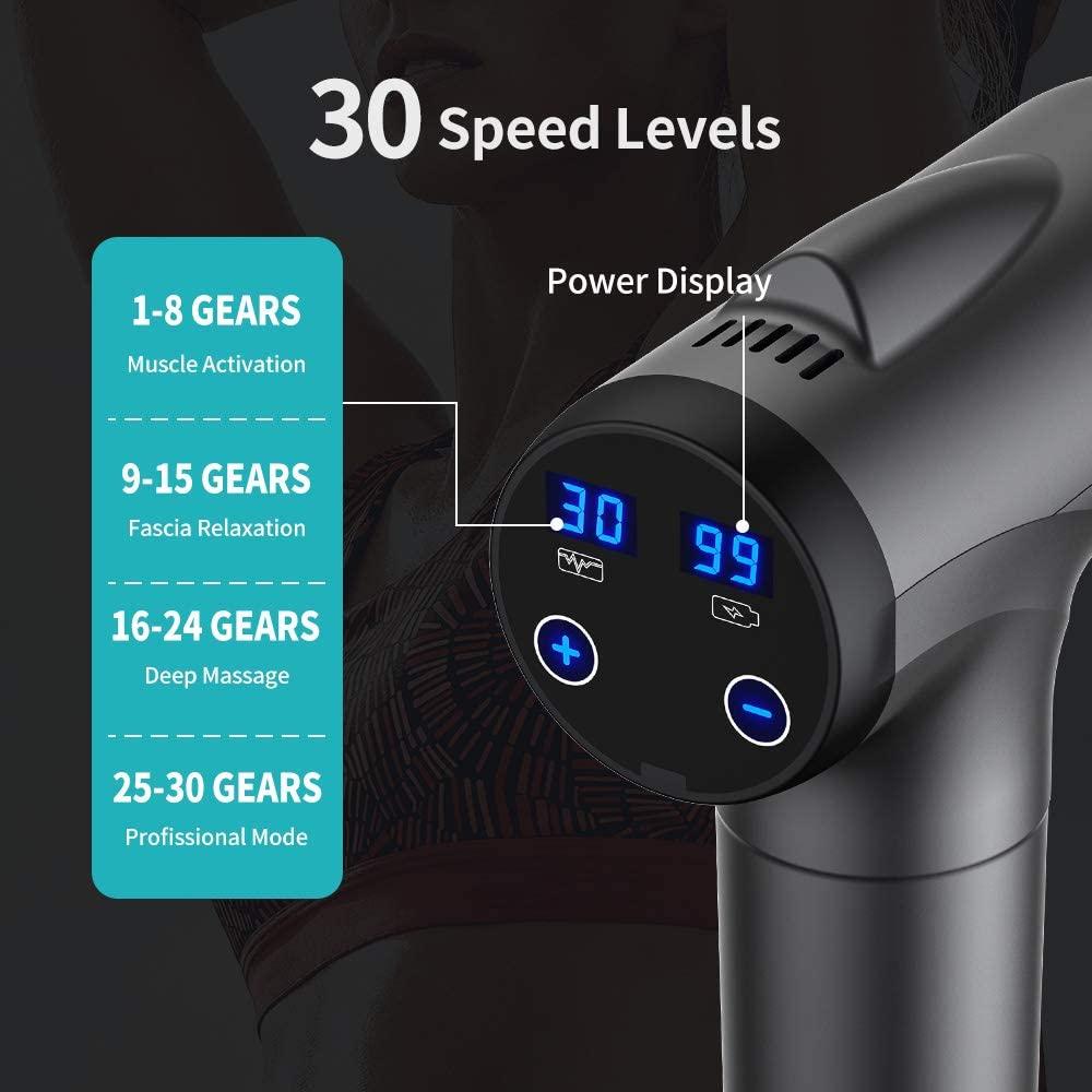 Massage Gun Deep Tissue, Handheld Electric Muscle Massager, High Intensity  Percussion Massage Device for Pain Relief with 10 Attachments & 30 Speed  Grey