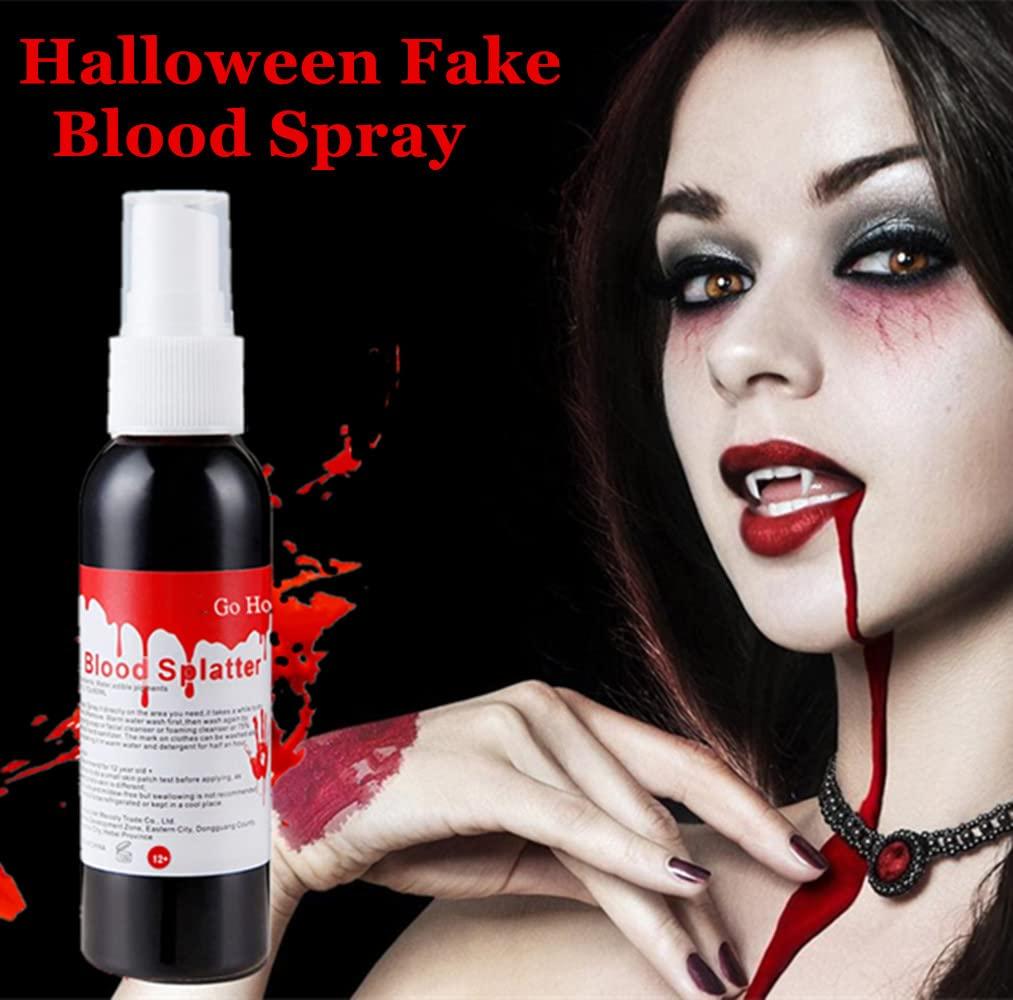 Lav Dom tidligere Go Ho Fake Blood Makeup Spray 2.1Oz(60ml),Halloween Realistic Fake Blood  for Clothes,Blood Splatter for Zombie Monster Vampire Clown Costume Cosplay  Makeup,1PC