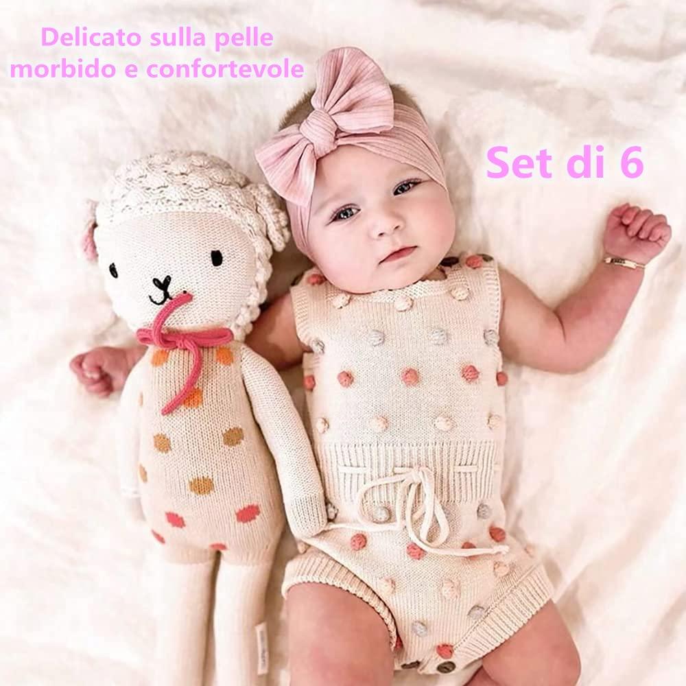 6 Fascie Capelli Bambina Con Fiocco | Fascette Elastiche Neonato | Set Accessori Capelli Bambini - Foto 6