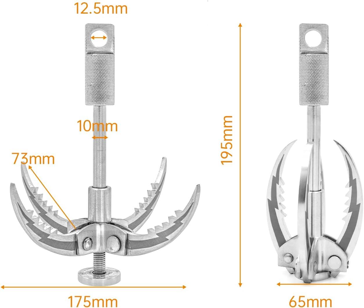 JWWYJ Folding Claw Grappling Hook - Multifunctional Stainless Steel Hook  for Outdoor Survival, Camping, and Hiking