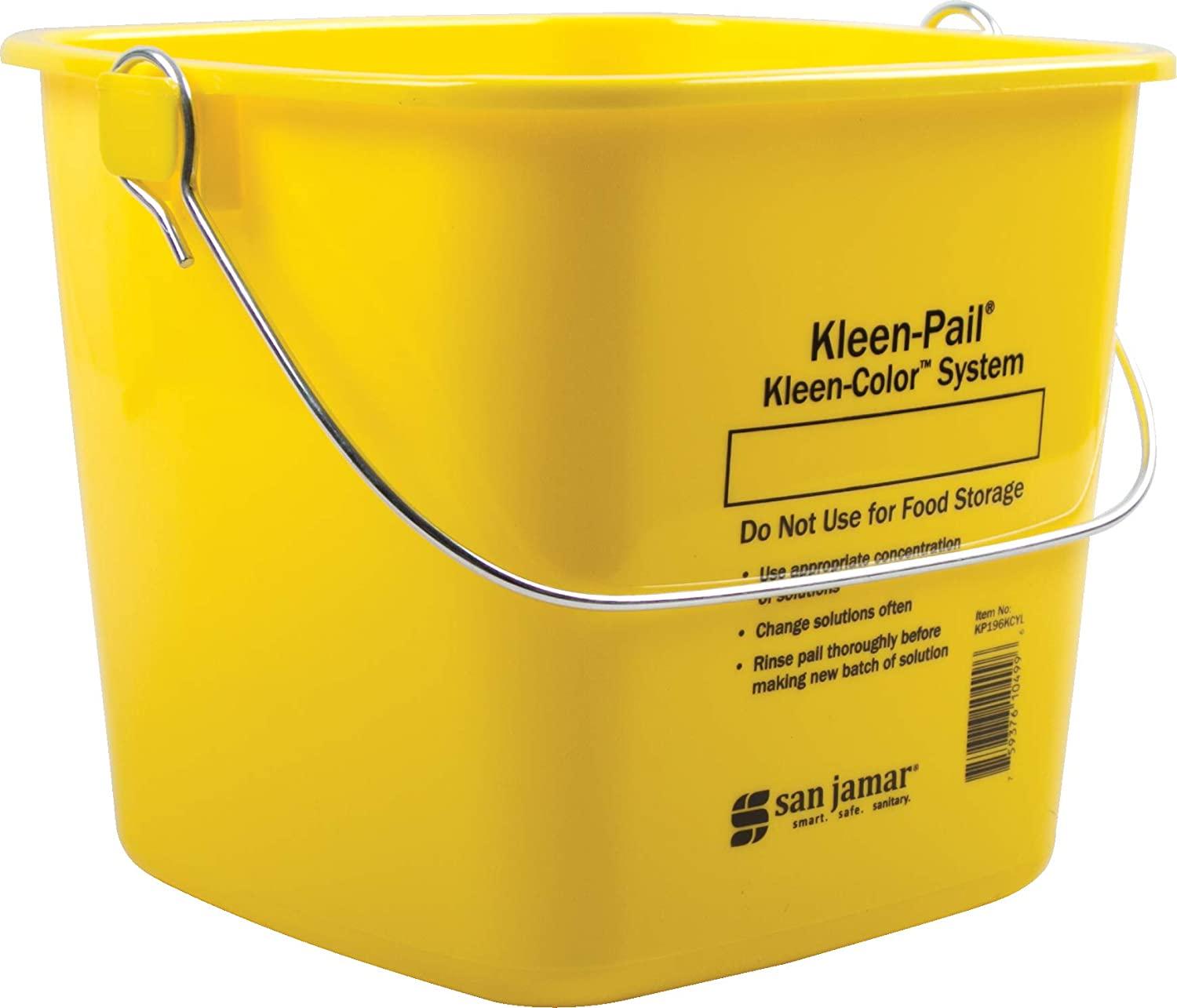 San Jamar KleenPail Plastic Cleaning Bucket 6 Quarts Yellow Cleaning
