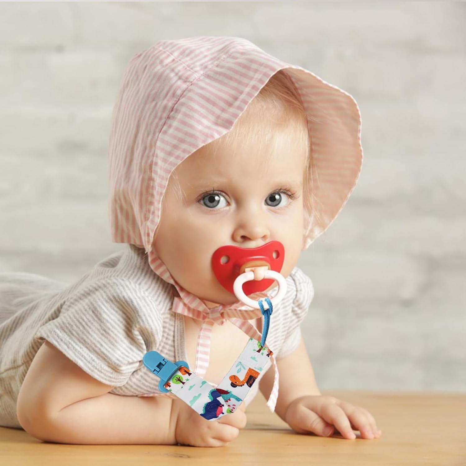 8 Pcs Dummy Clips Girls Baby Pacifier Holder Soother Clip Chain Straps
