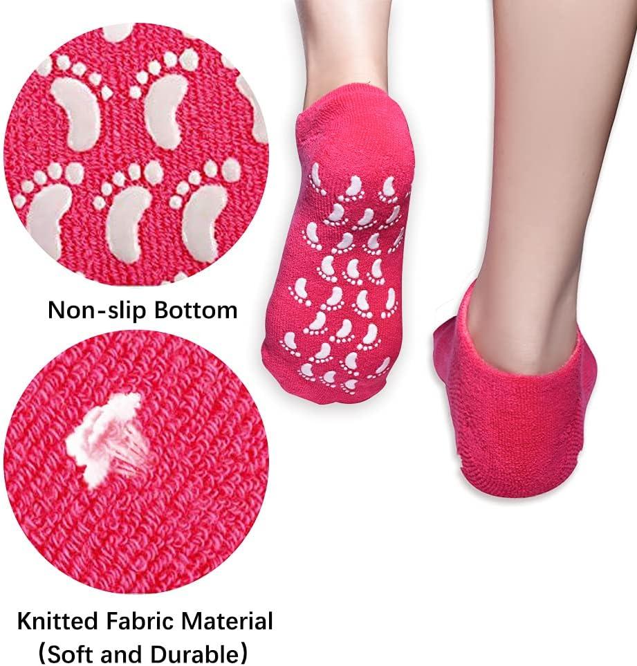 Moisturizing Socks, Gel Socks Soft Moisturizing Gel Socks, Gel Spa Socks  for Repairing and Softening Dry Cracked Feet Skins (Women Size(Rose Red &  Green)) 2 Pair (Pack of 1)