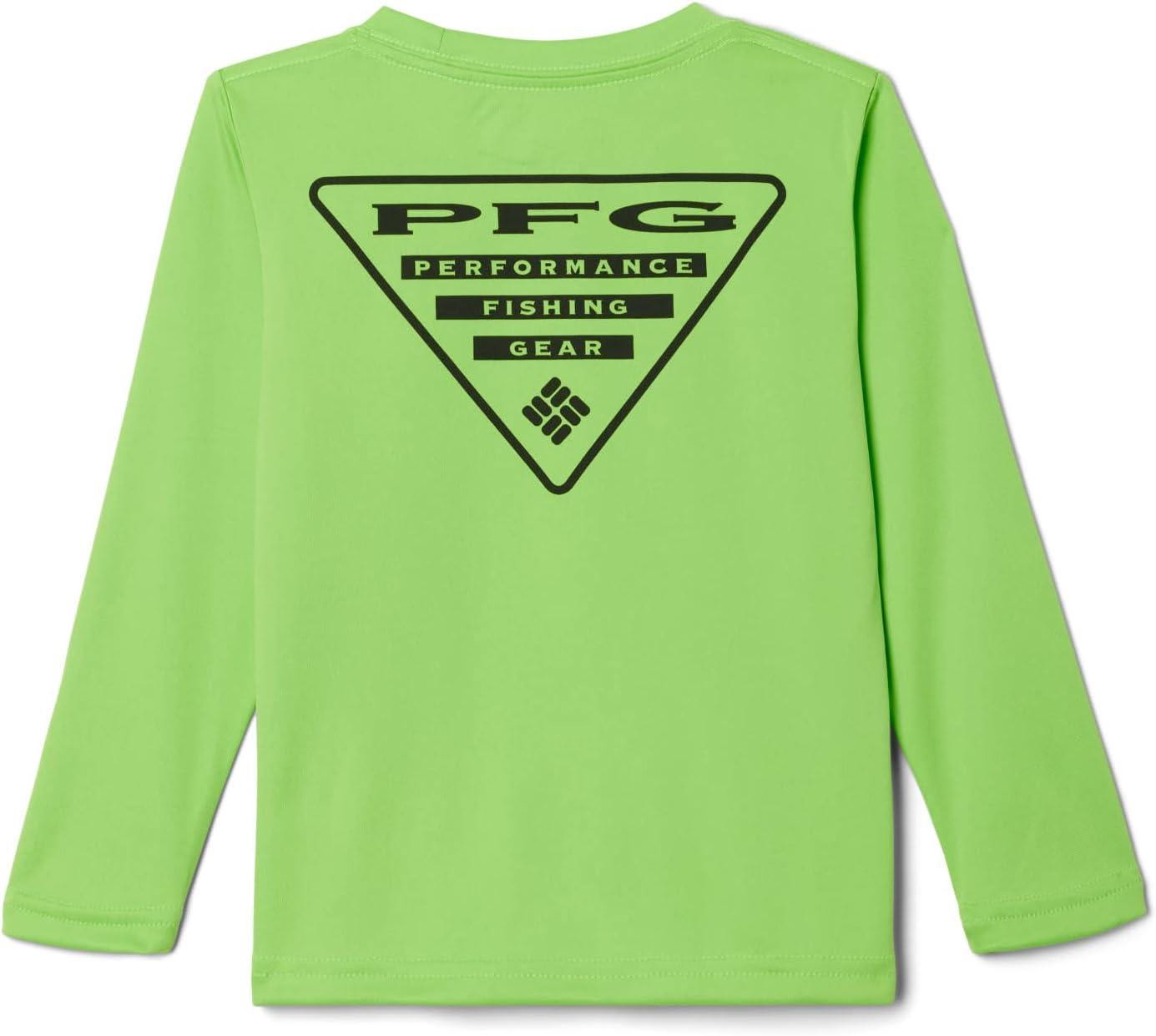 Columbia Boys' Terminal Tackle PFG Triangle Logo Long Sleeve Green  Mamba/Black Medium
