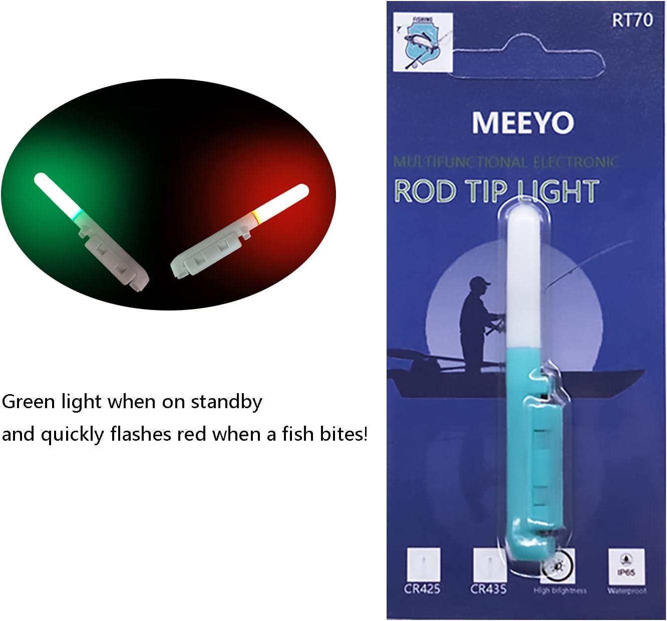 MEEYO Fishing Glow Sticks LED Night Fishing Strike Alert Glow Stick Bite  Alarm, Battery Included (Cyan)