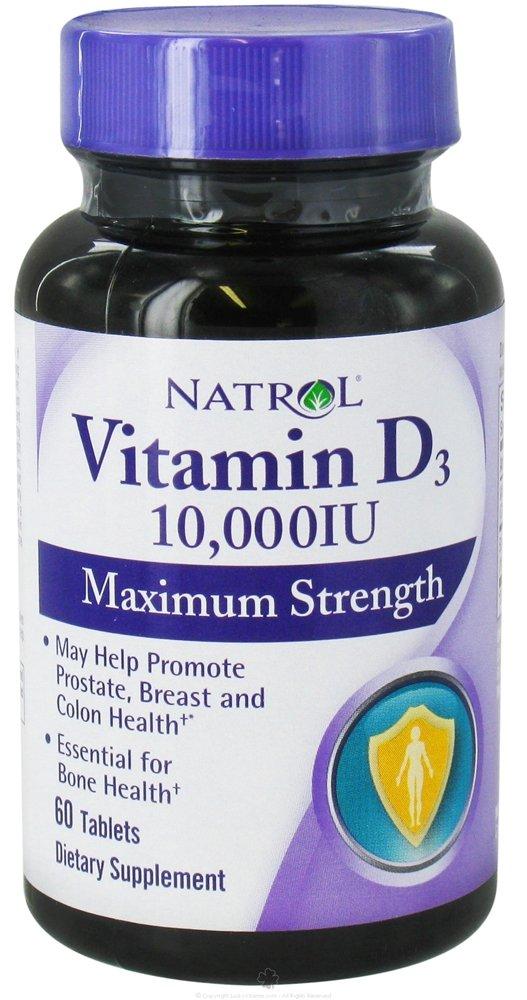 Natrol Vitamin D3 Maximum Strength 10000 IU 60 Tablets, 2 pack