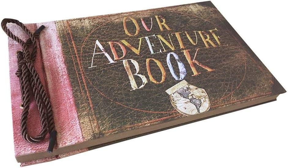 Our Adventure Book 146 Pages 8.9*7.7 Inch Scrapbook Photo Album,Retro Style  Embossed Letter Cover Travel Diary Journal Scrap Book For Couples,Memory