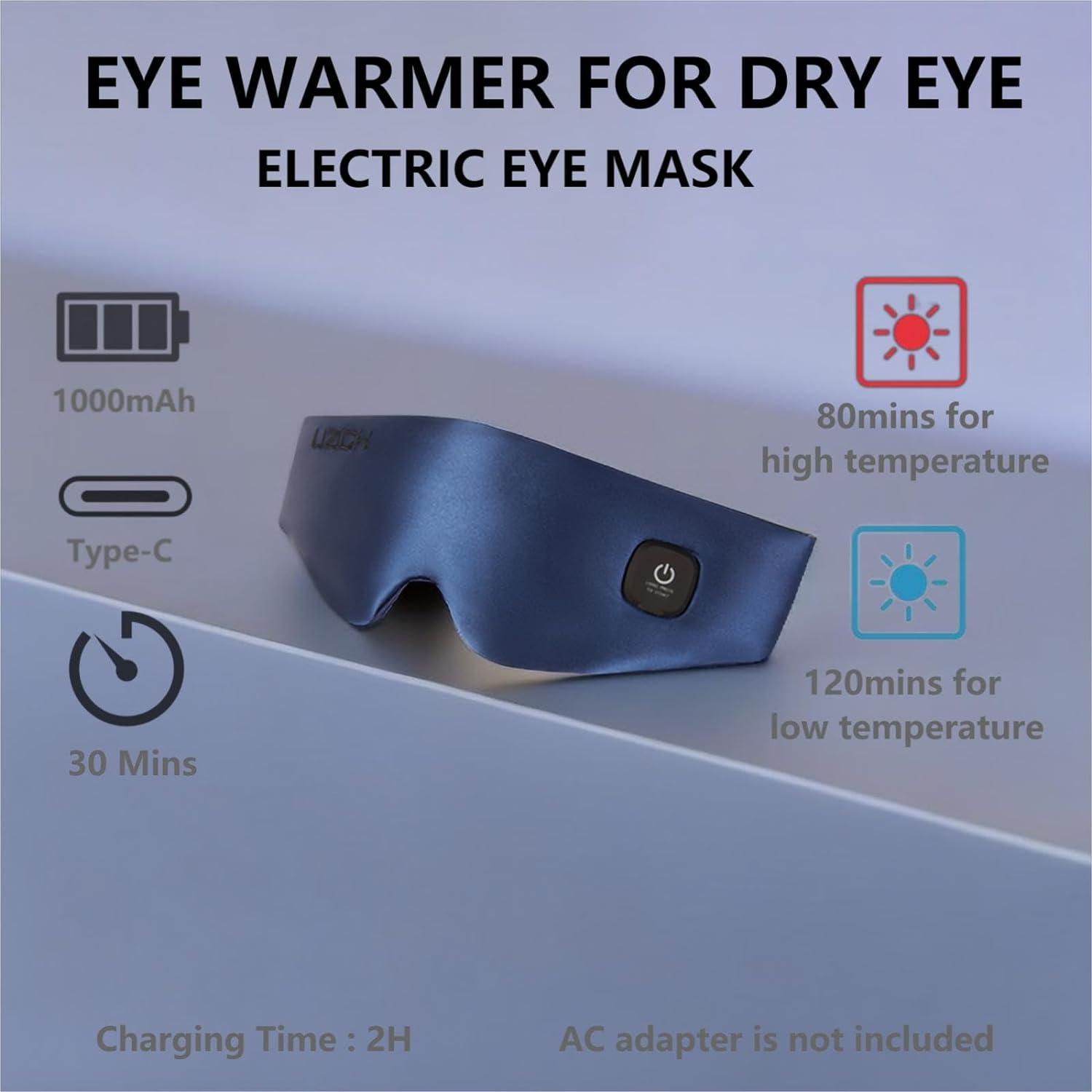 LIZICH New Cordless Heated Eye Mask 2in1 Warm Eye Compress Mask for