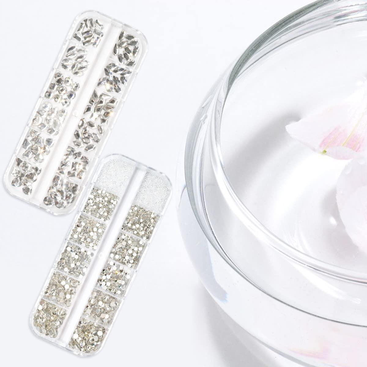 2630Pcs White Nail Rhinestones Crystal Clear Flatback Rhinestones Round  Beads K9 Glass Gems Stones Nail Art Diamonds Jewels Multi Shapes Nail  Charms for Nail DIY Face Eye Mackup Clothes Shoes Jewelry
