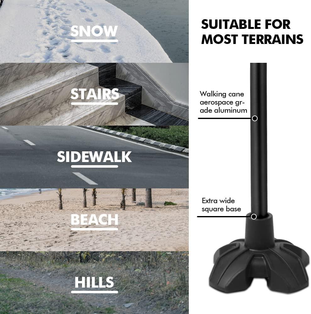 KINGGEAR Walking Cane for Women and Men, Lightweight and Sturdy Offset