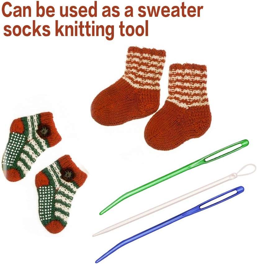 20pcs 6cm Large-Eye Stitching Needles Blunt Needles Sewing Yarn Knitting Needle (Silver), Multicolor