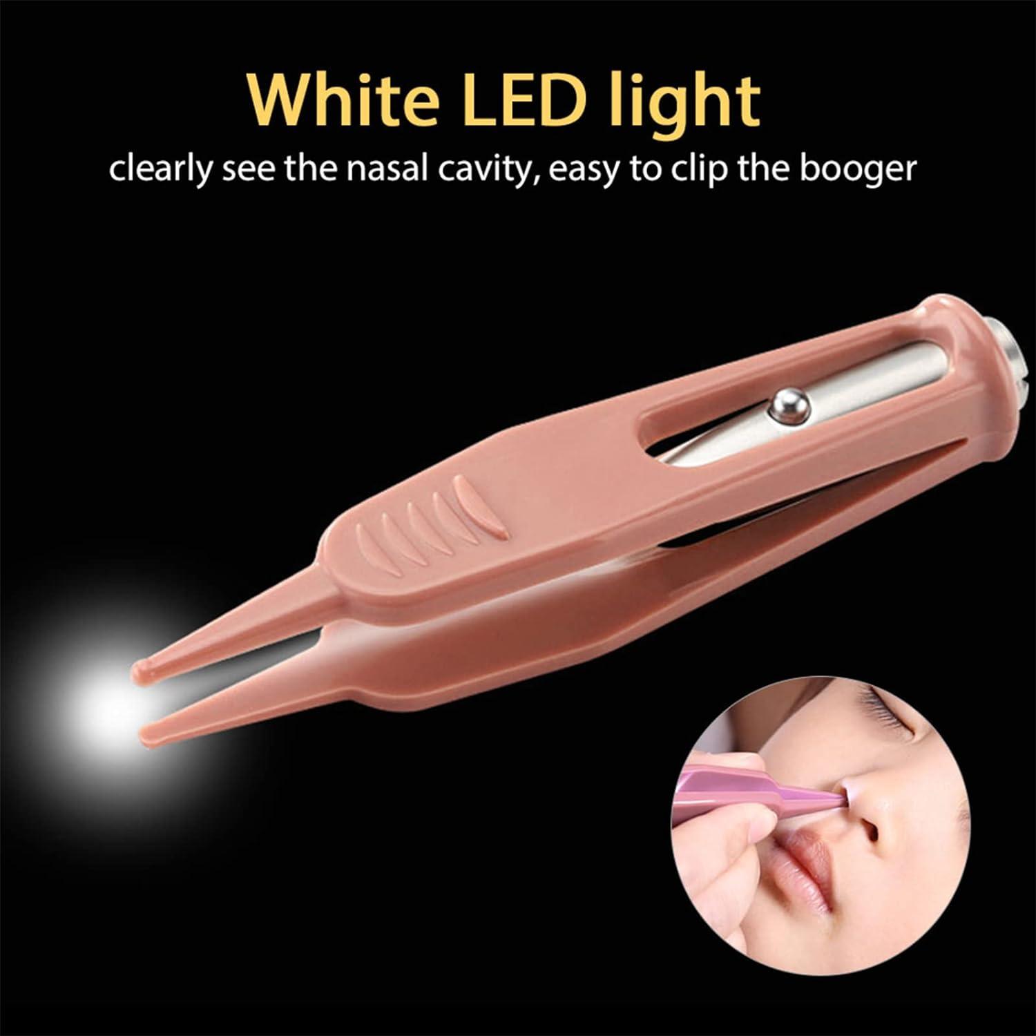 2 Pcs Led Baby Nasal Cleaning Plastic Tweezers Ear Cleaner (pink)