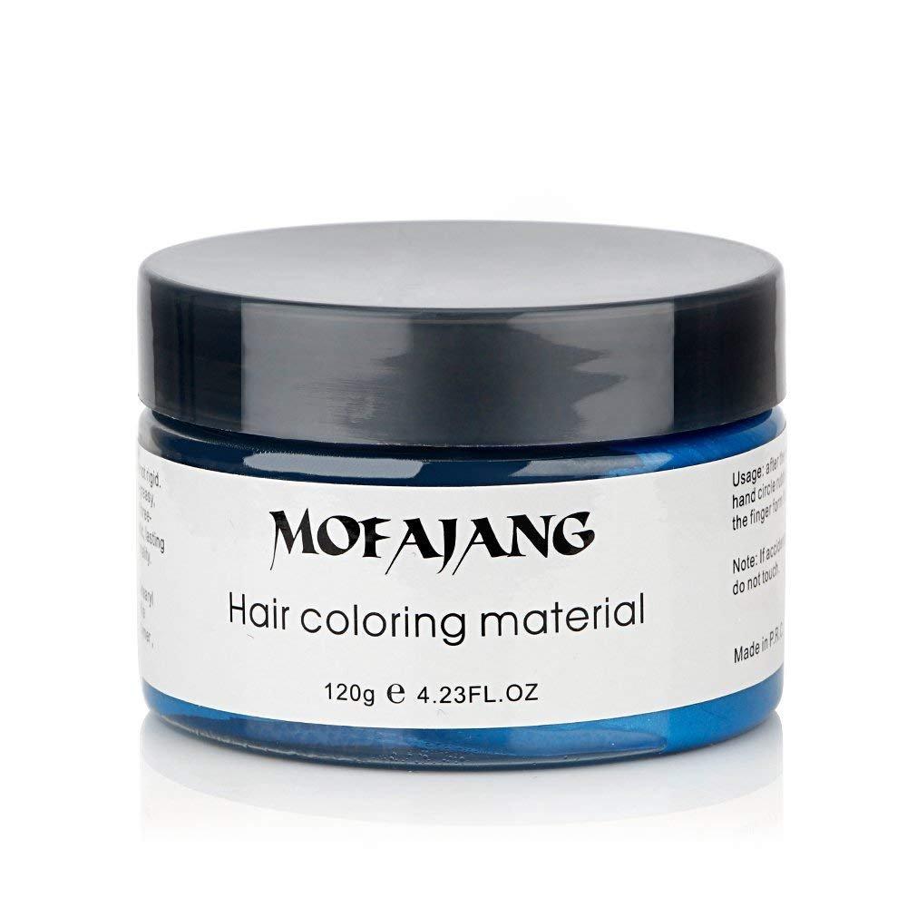 MOFAJANG Hair Coloring Wax, Blue Temporary Hairstyle Cream, Natural Hairstyle Color Pomade, Washable Hair Dye Styling Wax Cream Mud MOFAJANG Hair Coloring Wax, Blue Temporary Hairstyle Cream, Natural Hairstyle Color Pomade, Washable Hair Dye Styling Wax Cream Mud