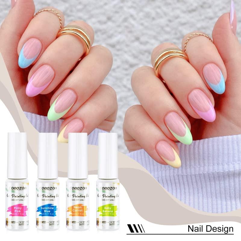 9pcs French Manicure Sticker Set, 7ml White Gel Nail Polish, 6 Sheets French  Cutout Stickers, Self Adhesive French Manicure Strips Guide French Edge Aid  Kit for Beginners DIY Nail Art Designs |