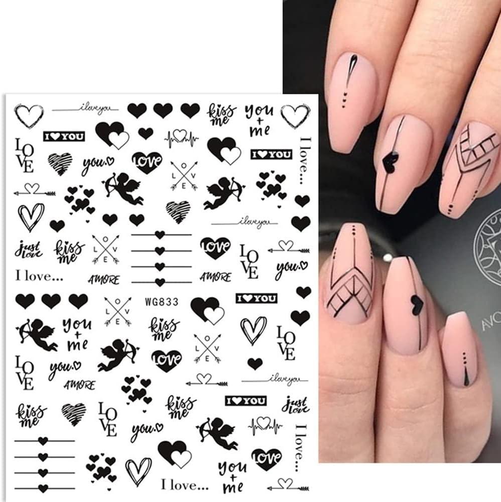 HSMQHJWE Heart Rhinestones for Makeup Black Minimalist Nail Stickers Star  Nail Stickers Nail Decals With Backing Clear Outline Self Adhesive Backing  Nail Pigments 