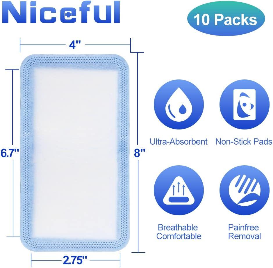 Niceful Super Absorbent Dressing 4 x 8 - Non-Stick Large Surgical Pads ...