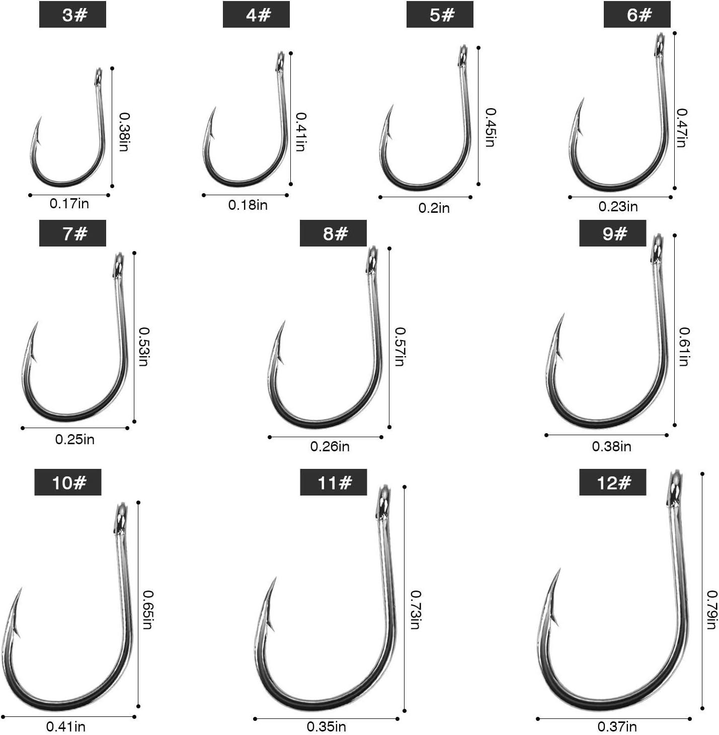 HETH 2000pcs Fishing Worm Hooks High Carbon Steel Wide Gap Offset Fishing  Hook Set for Saltwater and Freshwater with 10 Sizes