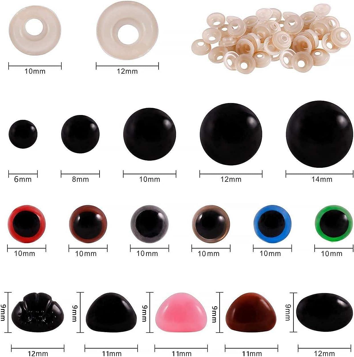 600PCS Plastic Safety Eyes and Noses 6mm-14mm Colorful Crochet Toy Eyes and  Noses with Washers for Amigurumi Craft Doll Puppet Plush Animal and Teddy  Bear