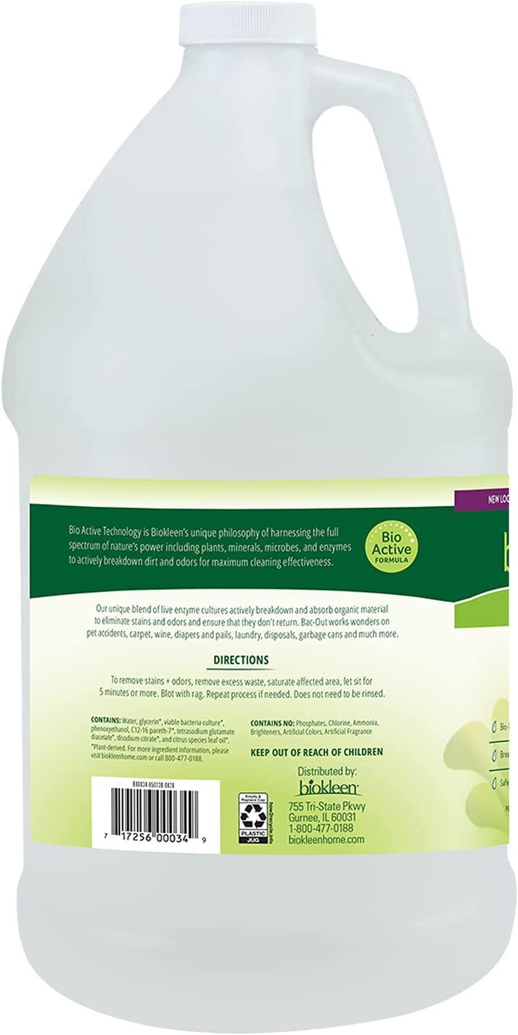 Biokleen Bac-Out Pet Stain Remover - 1 Gallon - Enzymatic, Natural,  Destroys Stains & Odors Safely, for Pet Stains on Carpets - Eco-Friendly