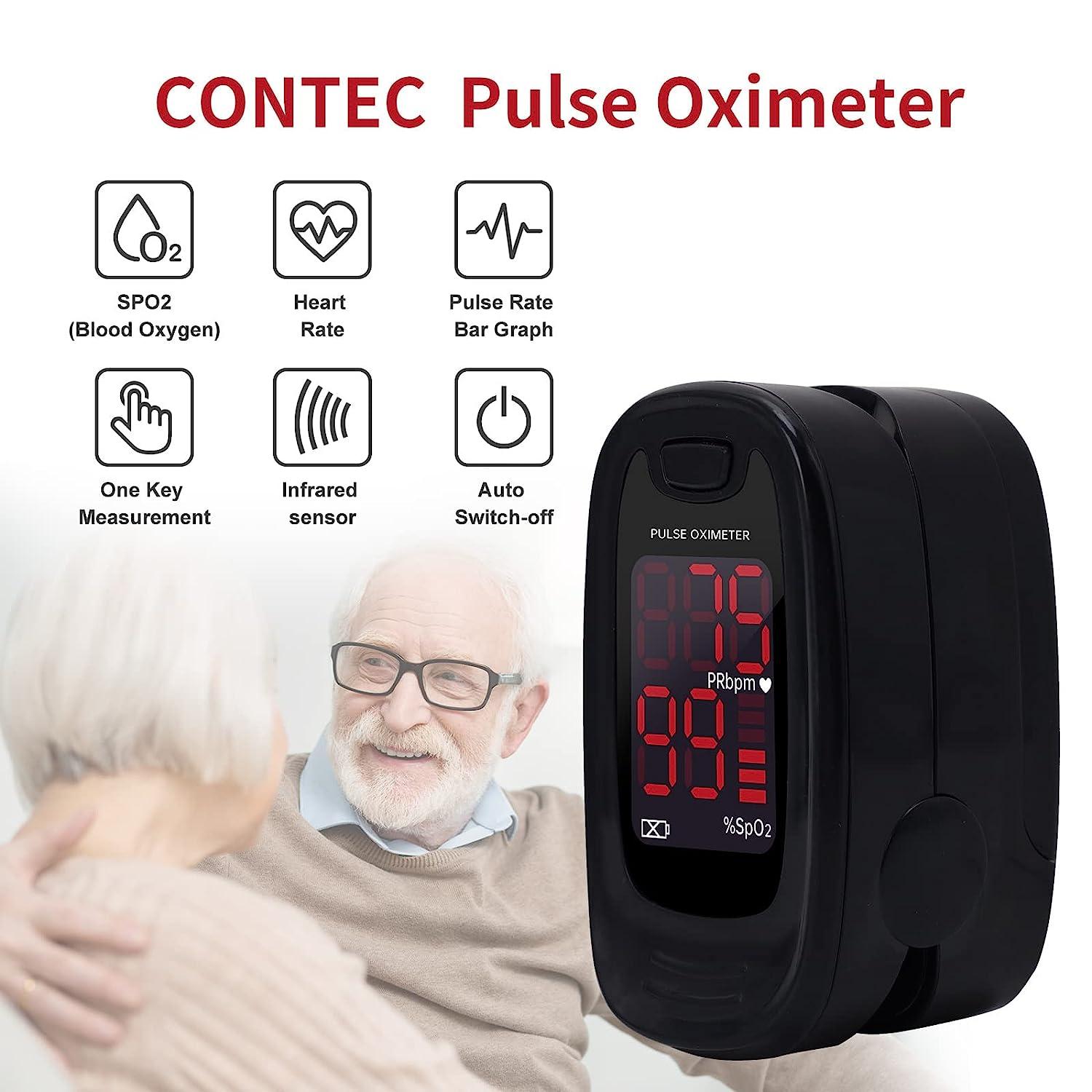 CONTEC CMS50M Pulse Oximeter Fingertip Blood Oxygen Monitor with LED Display Black