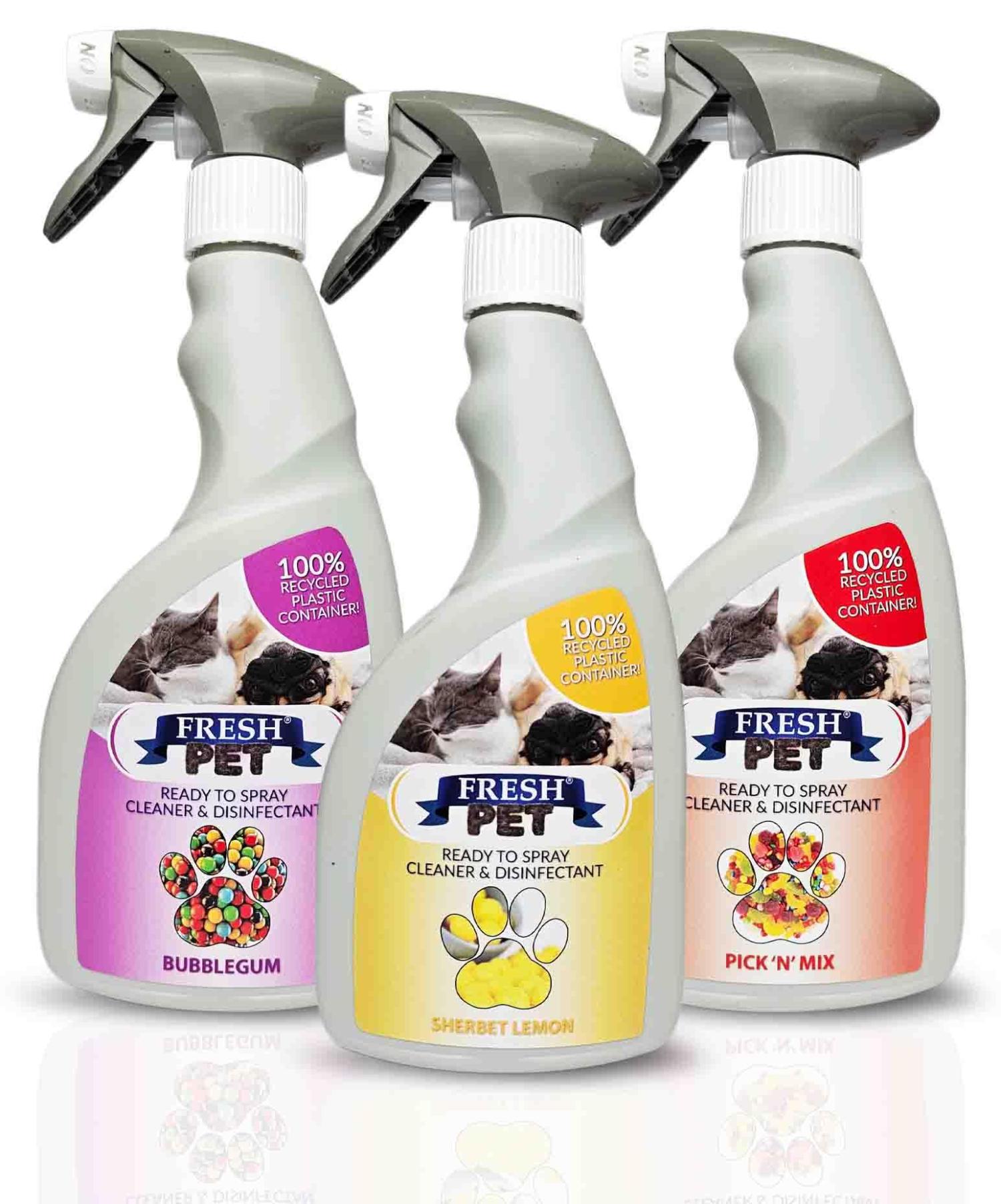Pet Disinfectant 3x500ml Ready to Spray 100 Recycled Bottle Deodoriser