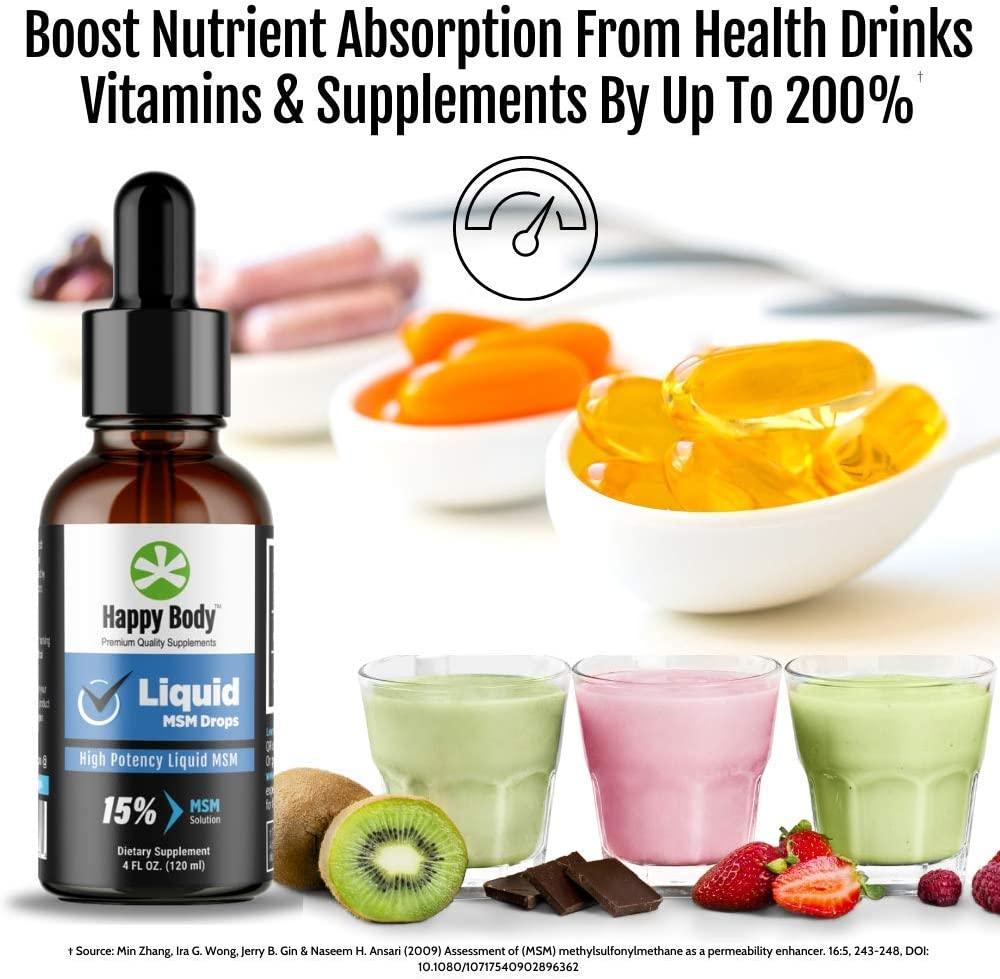 Happy Body Liquid MSM Drops Highest MSM Content for Oral & Topical