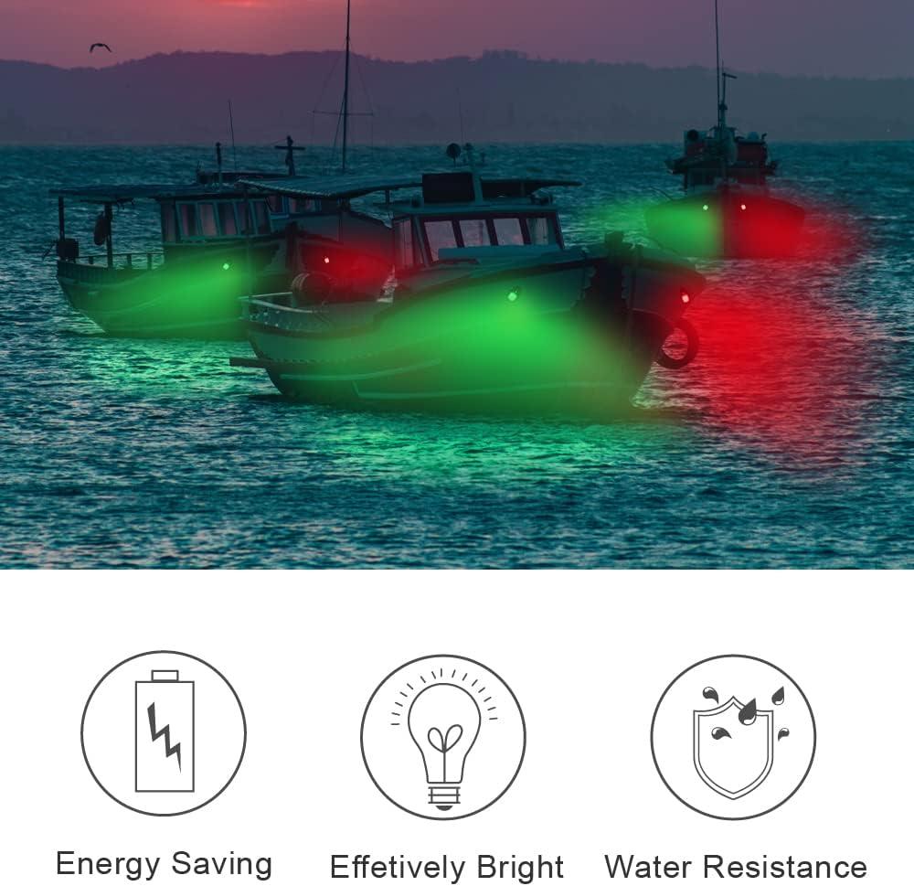Obcursco LED Boat Navigation Lights, Boat Bow Light, Marine Boat Navigation  lamp. Perfect for Pontoon, Skeeter, Power Boat and Skiff (Black)