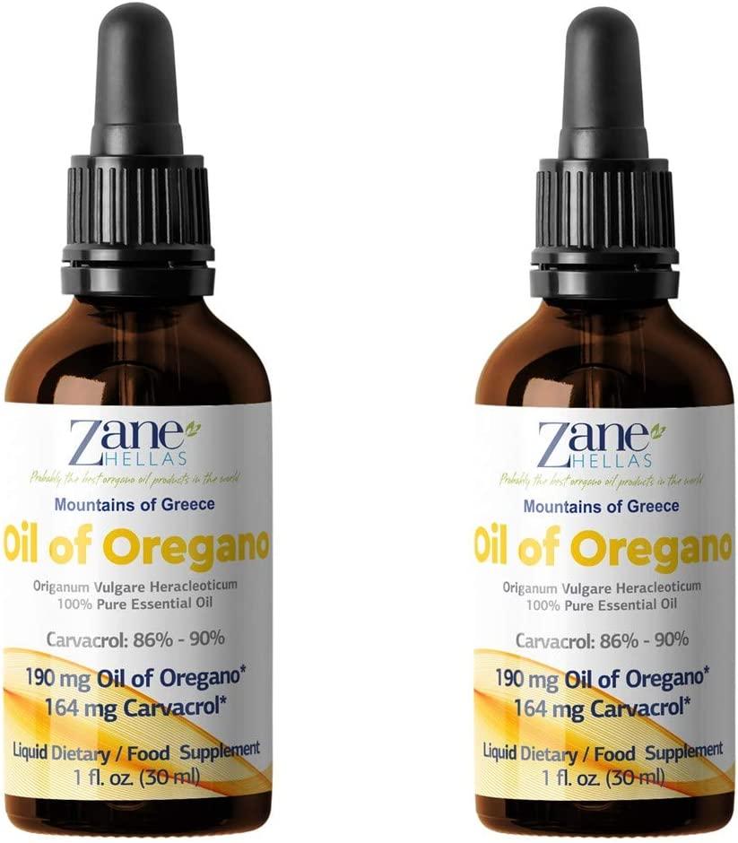 Zane Hellas 190mg Oregano Oil 164mg Carvacrol 100 Greek Undiluted Oil 2 fl. oz. 60ml