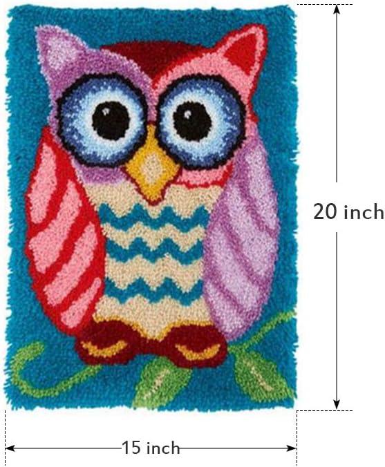 Kit DIY Tapis Point Noué - 43x43 Cm - Crochet Inclus - Motif Jungle - Loisir Créatif Adultes/enfants - Housse Coussin