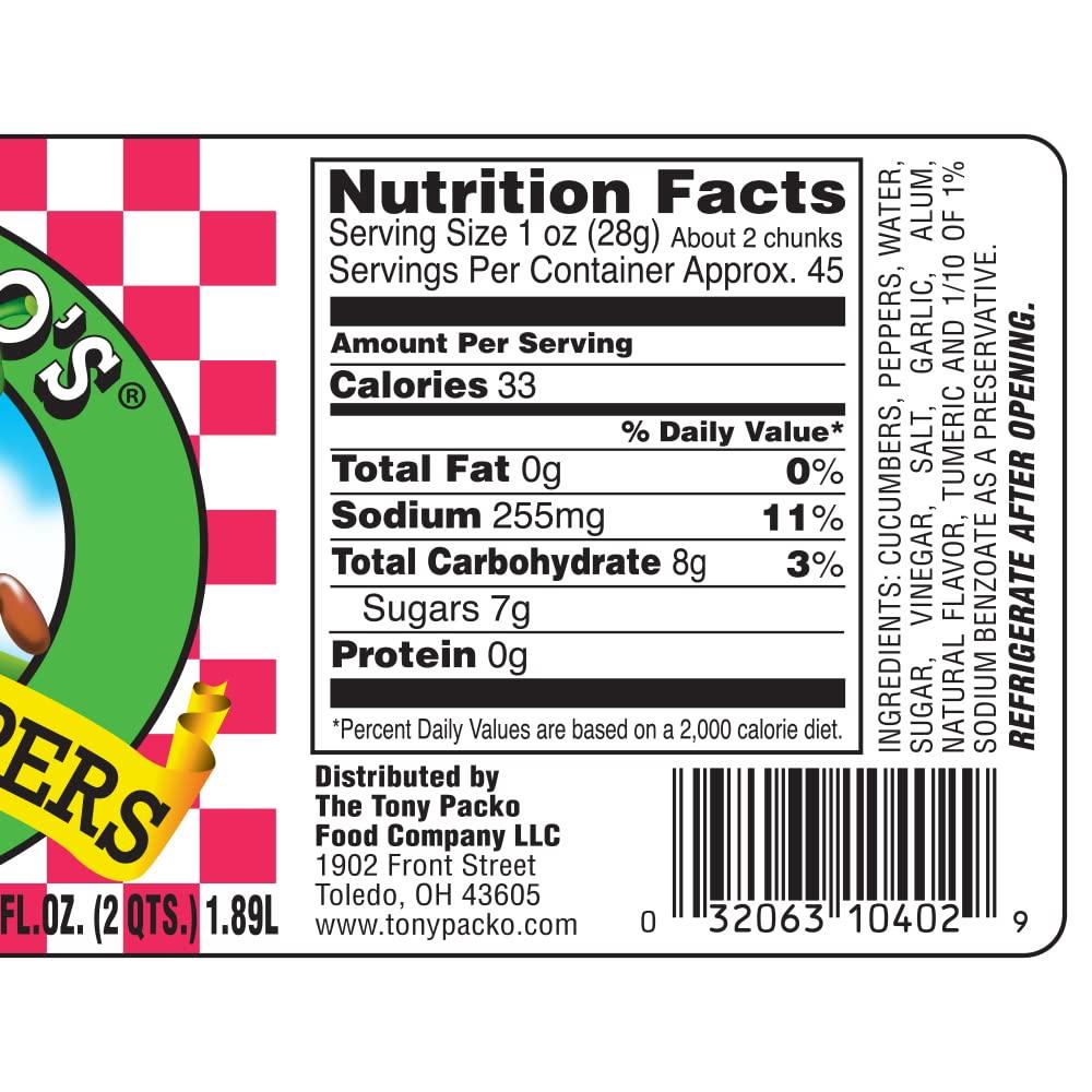 Tony Packos (4Pack) Sweet Hot Pickles and Peppers 24 Ounce 4 Jars