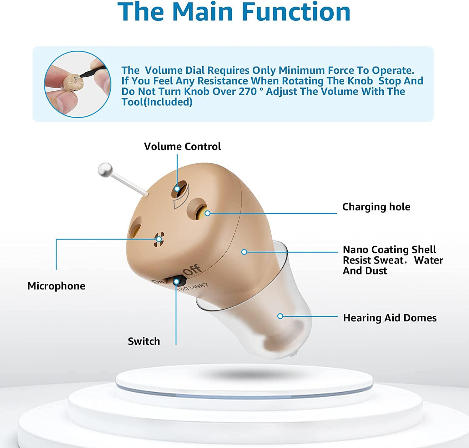 Invisible Hearing Aids,Rechargeable Hearing Aids for Seniors with Noise