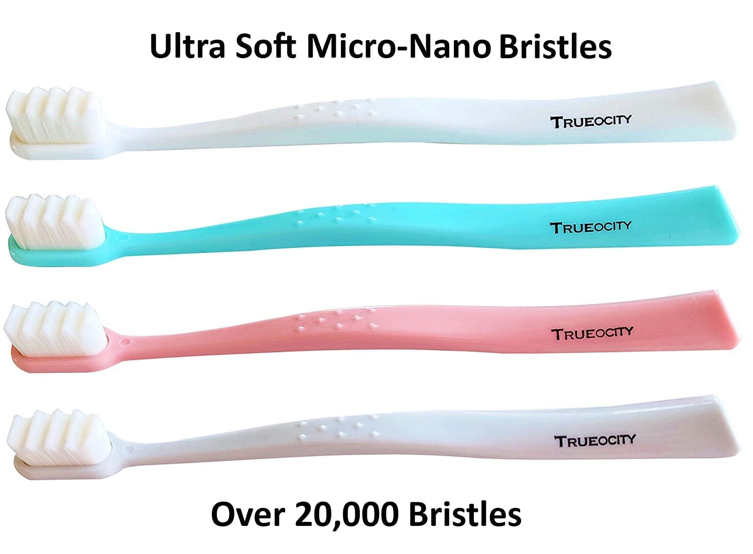Extra Soft Nano Silk Toothbrushes 4 Pack 20,000 Bristles for