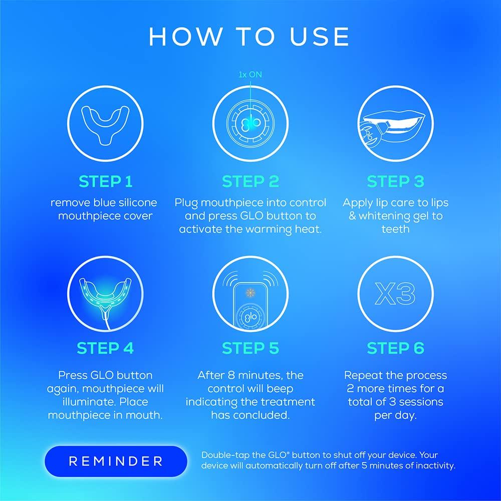 GLO Brilliant Teeth Whitening Device Kit with Patented Heat Blue Device