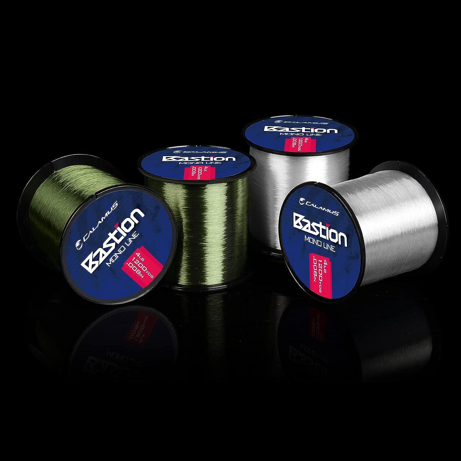 Calamus Bastion Monofilament Fishing Line - Strong Abrasion Resistant Mono  Line - Superior Nylon Material Mono Fishing Line for Freshwater and  Saltwater Fishing Clear 4LB/1200Yards (1/8LB Spool)
