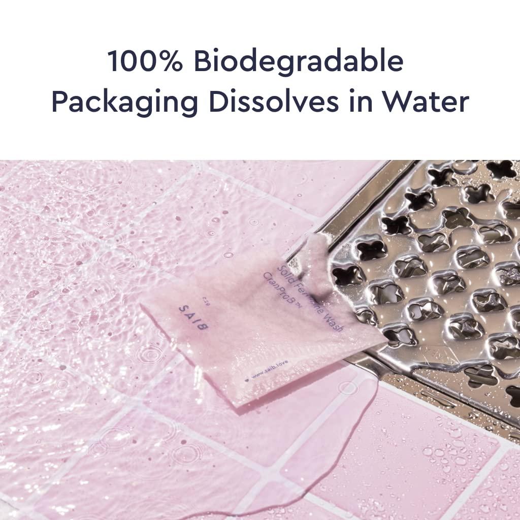 SAIB OntheGo Foaming Feminine Wash Packets Solid Heart Shaped Cleansing Tab Turns into a Daily