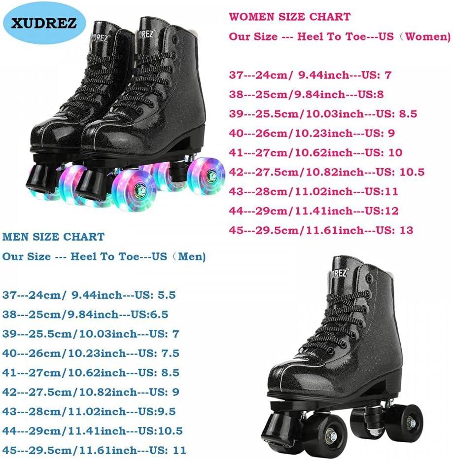XUDREZ Shiny PU Leather High-top Roller Skates for Women Men