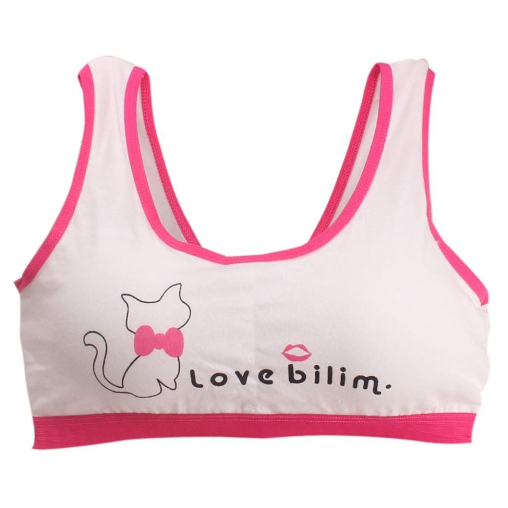 LNGRY New Lovely Girls Printing Underwear Bra Vest Children Sport  Underclothes Hot Pink