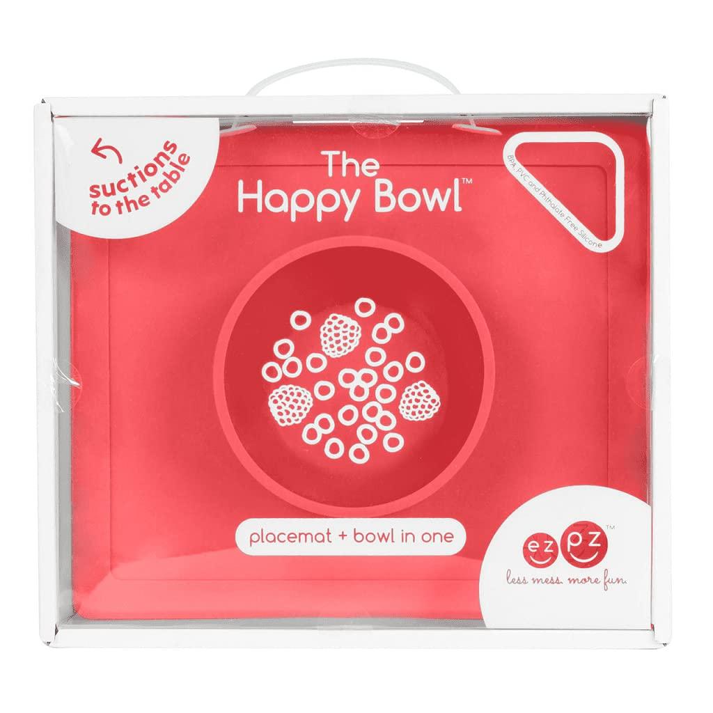ezpz Happy Bowl (Coral) 100 Silicone Suction Bowl with Builtin