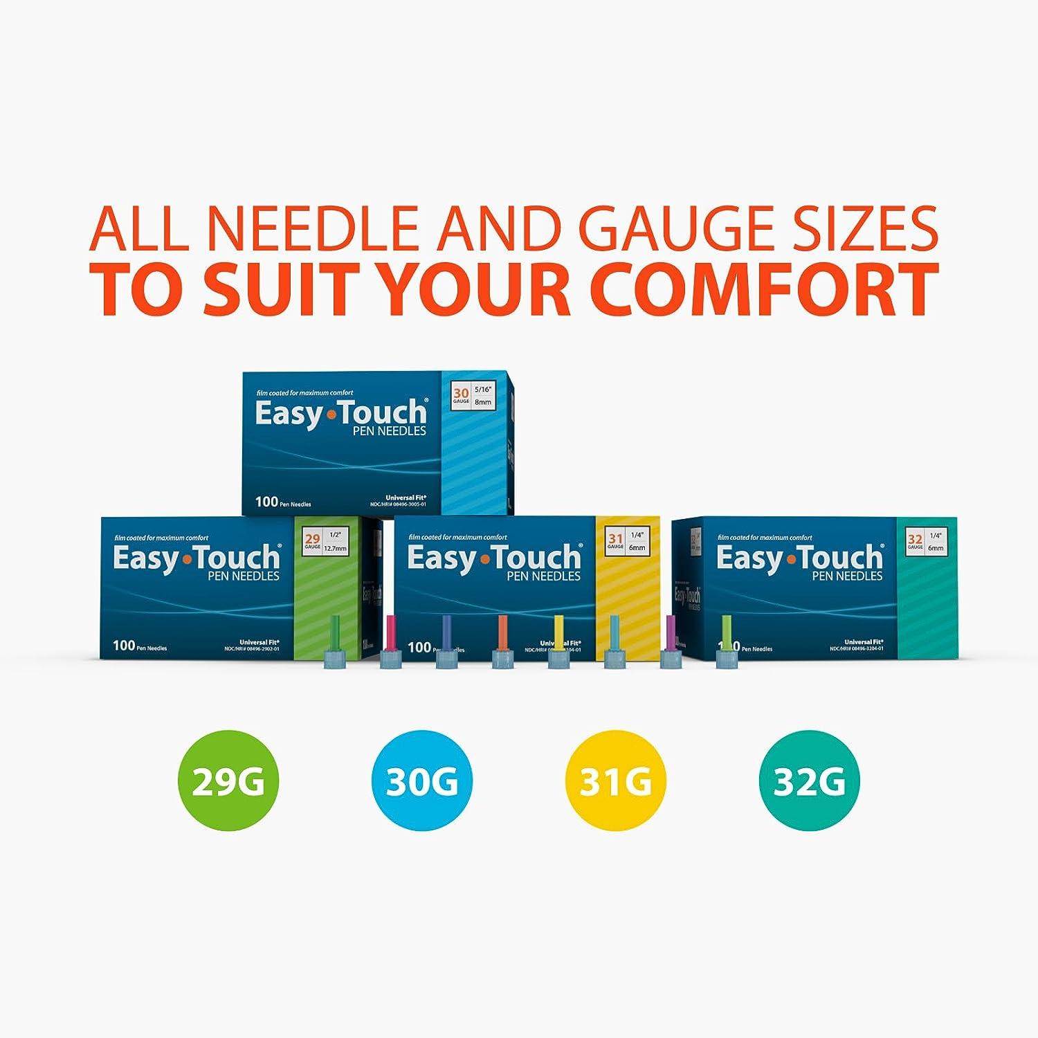 Easy Touch Insulin Pen Needles 30G 5/16Inch/8mm Box of 100