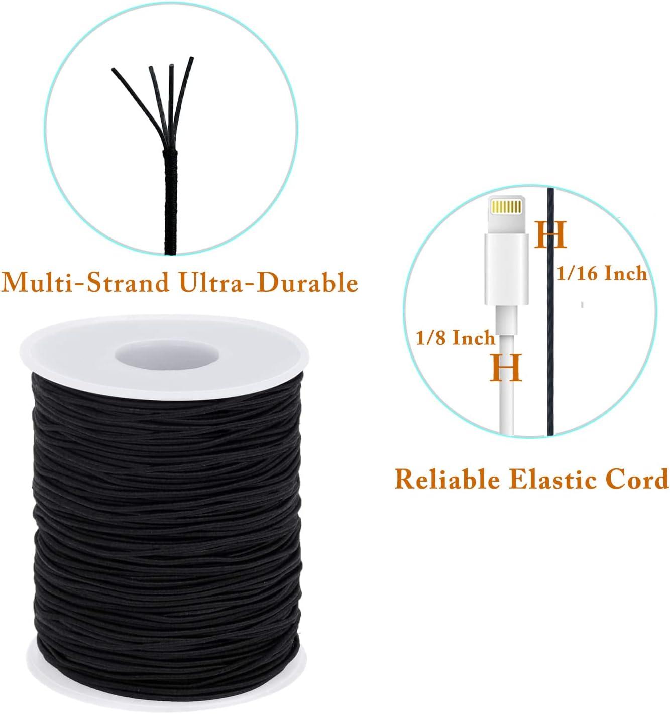 HEMYLU Elastic Cord 1.5MM x 50M, Black Elastic String Bungee Shock